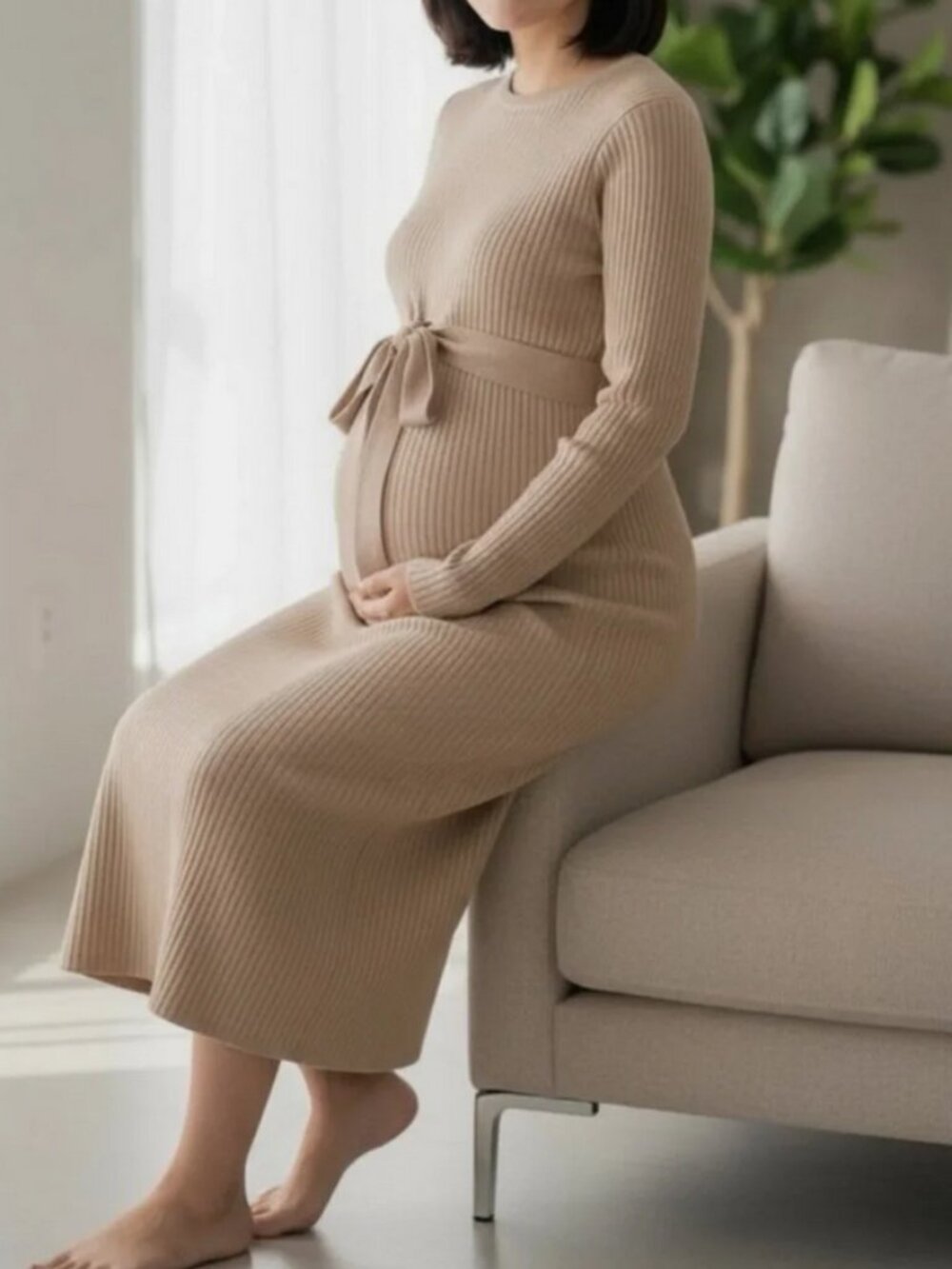 Long Sleeve Tie Front Maternity Sweater Dress - Isabel by Ingrid and Isabel S